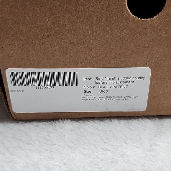 RAID Niamh studded chunky loafers in black patent Size UK 3 / US 5 - Picture 7 of 8